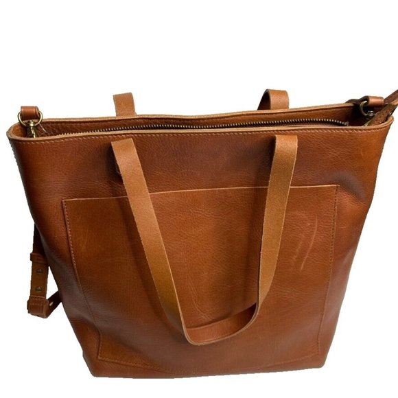Madewell Womens $188 Zip Top Medium Transport Tote English Saddle AE189 D12 - Picture 3 of 12